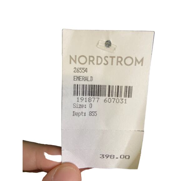 Ieena for Mac Duggal 26554 High Slit Long Sleeve Gown Maxi Emerald Green Size 0 - Picture 12 of 13